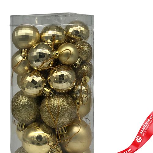 Фото 3: Набор шаров в тубе 36шт. (пластик), D3-5см, золотой