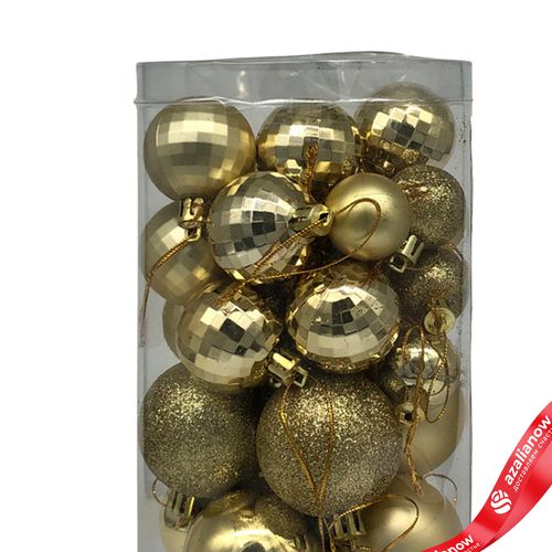 Фото 4: Набор шаров в тубе 36шт. (пластик), D3-5см, золотой