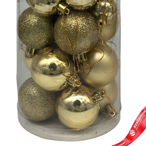 Фото 5: Набор шаров в тубе 36шт. (пластик), D3-5см, золотой