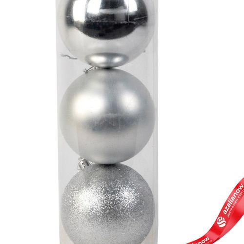 Фото 2: Набор шаров в тубе 3шт. (пластик), D10см, белый