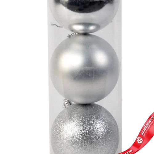 Фото 3: Набор шаров в тубе 3шт. (пластик), D10см, белый