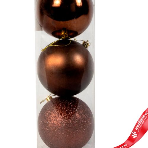 Фото 2: Набор шаров в тубе 3шт. (пластик), D10см, коричневый