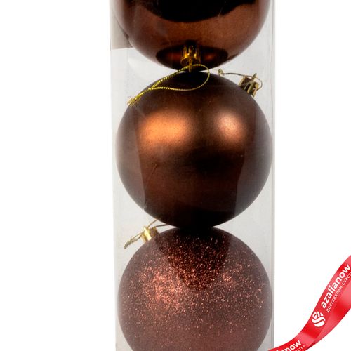 Фото 3: Набор шаров в тубе 3шт. (пластик), D10см, коричневый