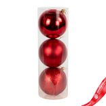Маленькое фото 1: Набор шаров в тубе 3шт. (пластик), D10см, красный