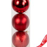 Маленькое фото 2: Набор шаров в тубе 3шт. (пластик), D10см, красный