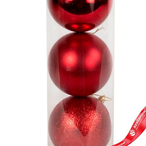 Фото 3: Набор шаров в тубе 3шт. (пластик), D10см, красный