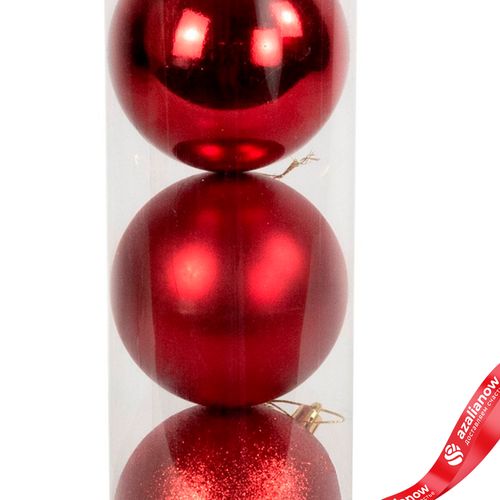 Фото 4: Набор шаров в тубе 3шт. (пластик), D10см, красный