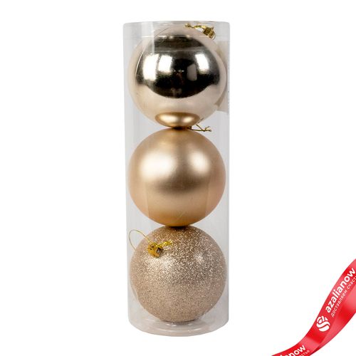 Набор шаров в тубе 3шт. (пластик), D10см, шампань