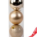 Маленькое фото 2: Набор шаров в тубе 3шт. (пластик), D10см, шампань