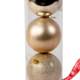 Маленькое фото 3: Набор шаров в тубе 3шт. (пластик), D10см, шампань