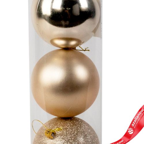 Фото 4: Набор шаров в тубе 3шт. (пластик), D10см, шампань