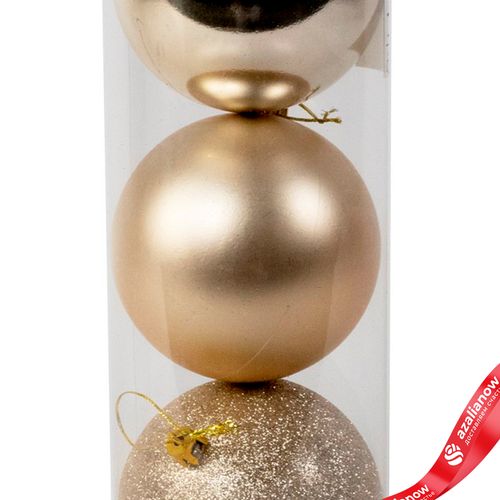 Фото 5: Набор шаров в тубе 3шт. (пластик), D10см, шампань