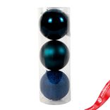 Маленькое фото 1: Набор шаров в тубе 3шт. (пластик), D10см, синий