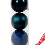 Маленькое фото 2: Набор шаров в тубе 3шт. (пластик), D10см, синий