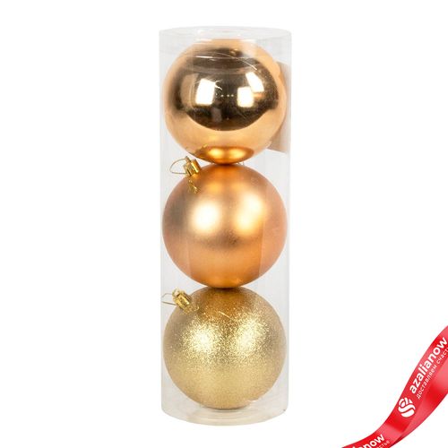 Набор шаров в тубе 3шт. (пластик), D10см, золотой