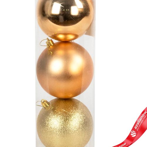 Фото 2: Набор шаров в тубе 3шт. (пластик), D10см, золотой