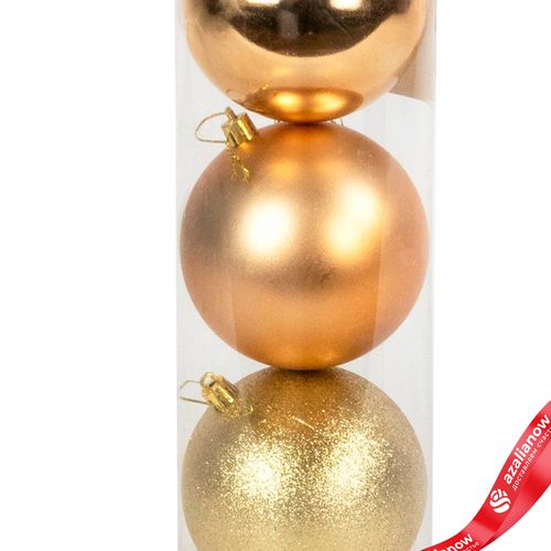 Фото 3: Набор шаров в тубе 3шт. (пластик), D10см, золотой