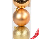 Маленькое фото 3: Набор шаров в тубе 3шт. (пластик), D10см, золотой