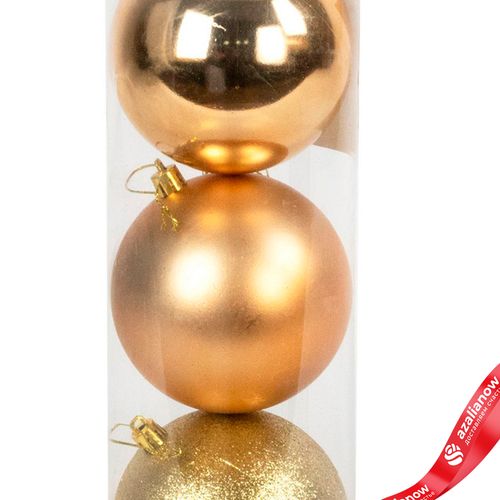 Фото 4: Набор шаров в тубе 3шт. (пластик), D10см, золотой