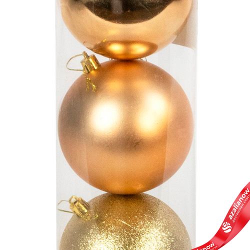 Фото 5: Набор шаров в тубе 3шт. (пластик), D10см, золотой