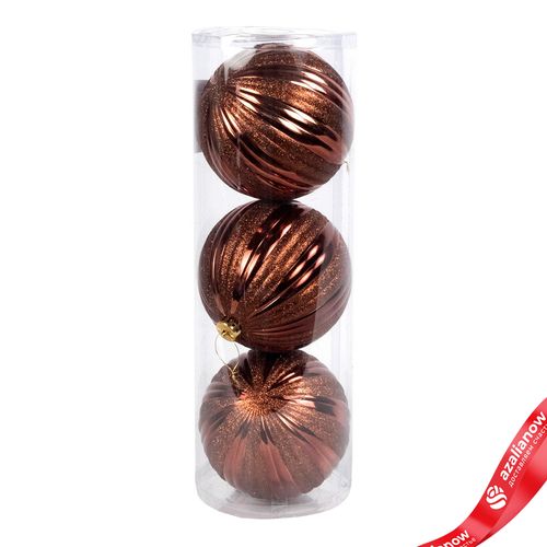 Набор шаров в тубе 3шт. (пластик), D15см, коричневый