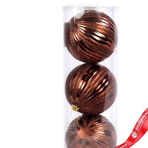 Фото 2: Набор шаров в тубе 3шт. (пластик), D15см, коричневый