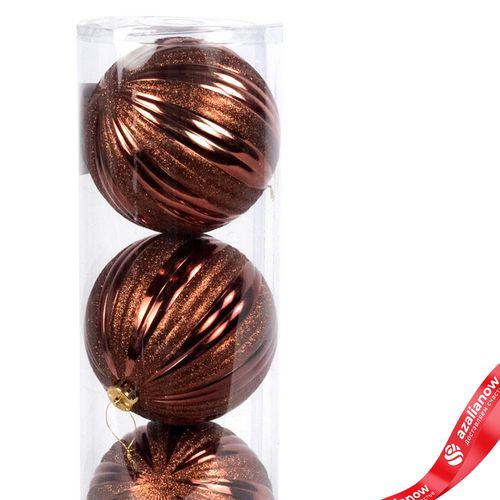 Фото 3: Набор шаров в тубе 3шт. (пластик), D15см, коричневый