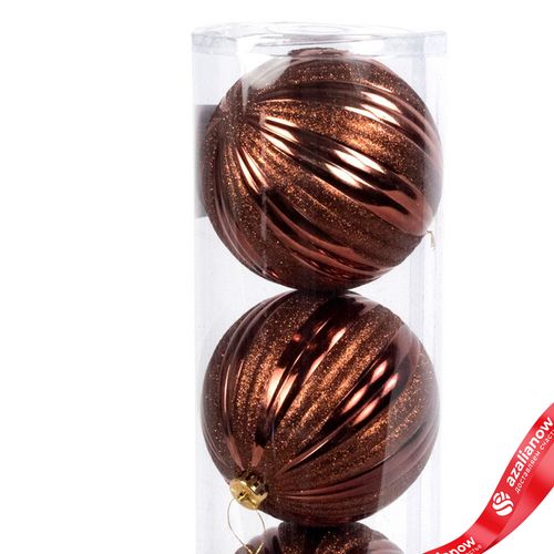 Фото 4: Набор шаров в тубе 3шт. (пластик), D15см, коричневый