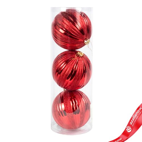 Набор шаров в тубе 3шт. (пластик), D15см, красный