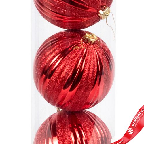 Фото 2: Набор шаров в тубе 3шт. (пластик), D15см, красный