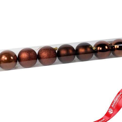 Фото 2: Набор шаров в тубе 8шт. (пластик), D8см, коричневый