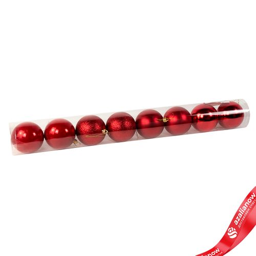 Набор шаров в тубе 8шт. (пластик), D8см, красный