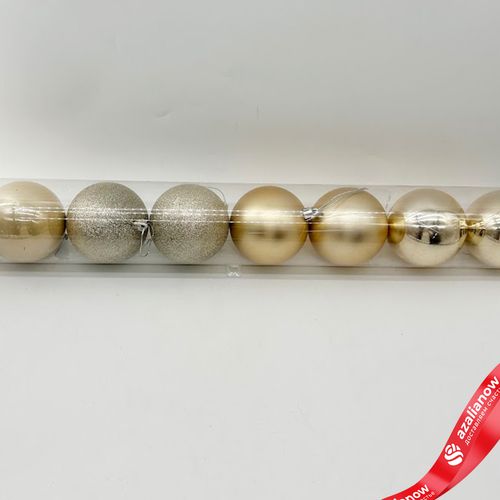 Фото 2: Набор шаров в тубе 8шт. (пластик), D8см, шампань