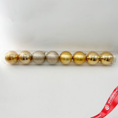 Набор шаров в тубе 8шт. (пластик), D8см, золотой