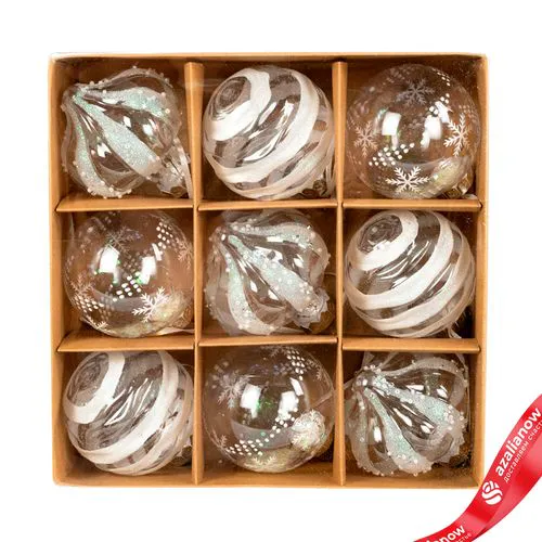 Набор шаров 9шт. (пластик), D8см, белый