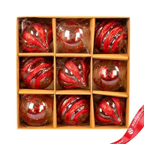 Набор шаров 9шт. (пластик), D8см, красный