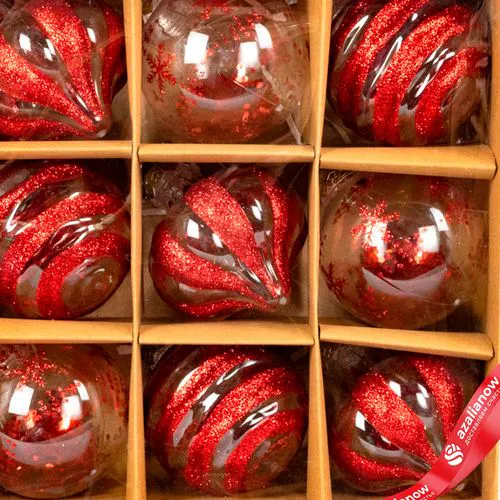 Фото 2: Набор шаров 9шт. (пластик), D8см, красный