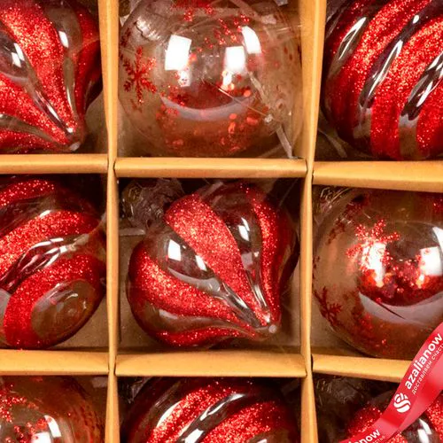 Фото 4: Набор шаров 9шт. (пластик), D8см, красный