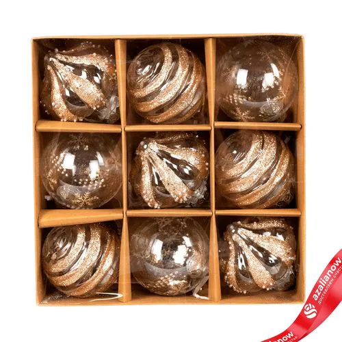 Набор шаров 9шт. (пластик), D8см, шампань