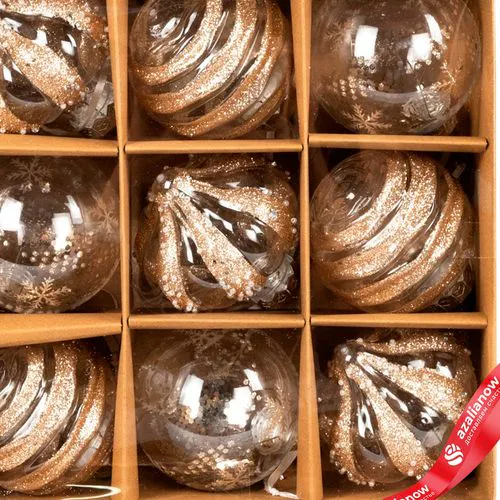 Фото 2: Набор шаров 9шт. (пластик), D8см, шампань