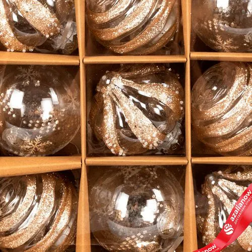 Фото 3: Набор шаров 9шт. (пластик), D8см, шампань