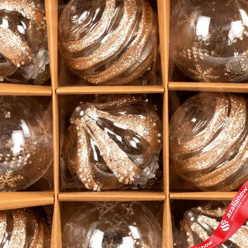 Фото 4: Набор шаров 9шт. (пластик), D8см, шампань