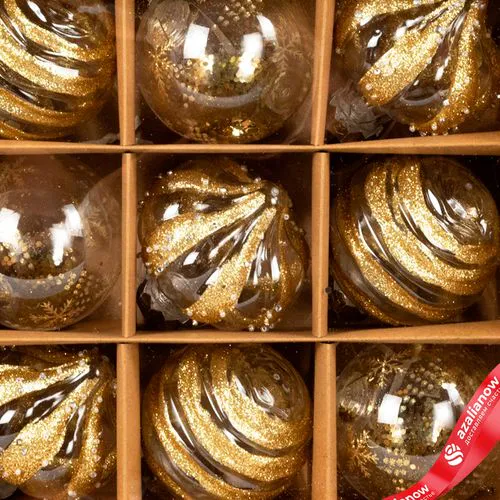 Фото 2: Набор шаров 9шт. (пластик), D8см, золотой