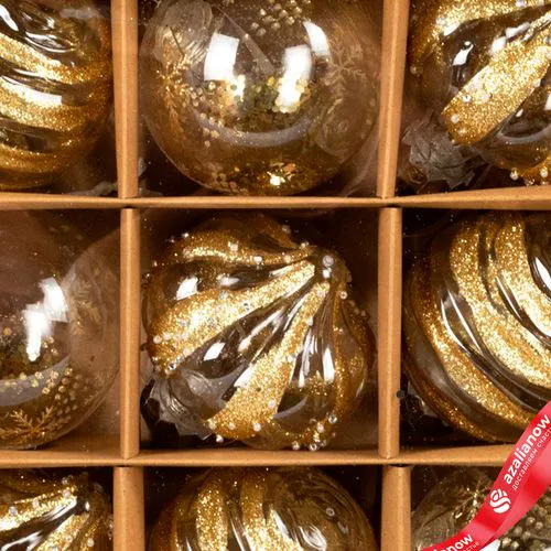 Фото 4: Набор шаров 9шт. (пластик), D8см, золотой