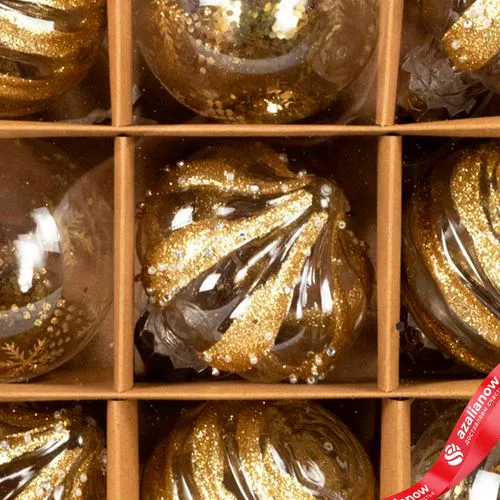 Фото 5: Набор шаров 9шт. (пластик), D8см, золотой