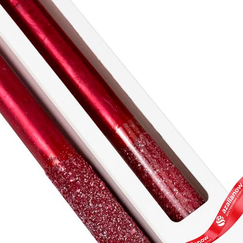 Фото 4: Набор столовых свечей с гранулами 2шт., H25xD2см, красный