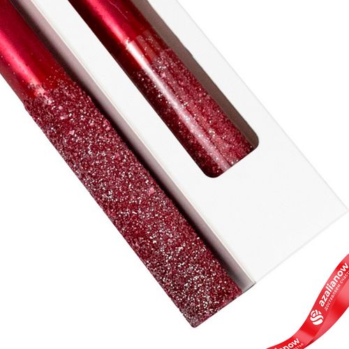 Фото 5: Набор столовых свечей с гранулами 2шт., H25xD2см, красный