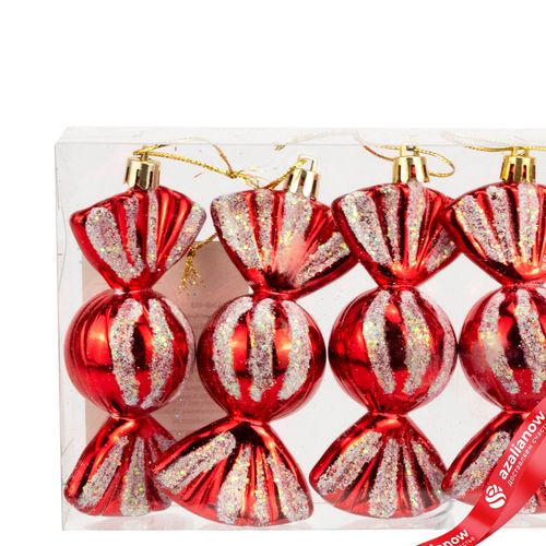 Фото 3: Набор украшений «Конфеты» 4шт. (пластик), 10х4см, красный