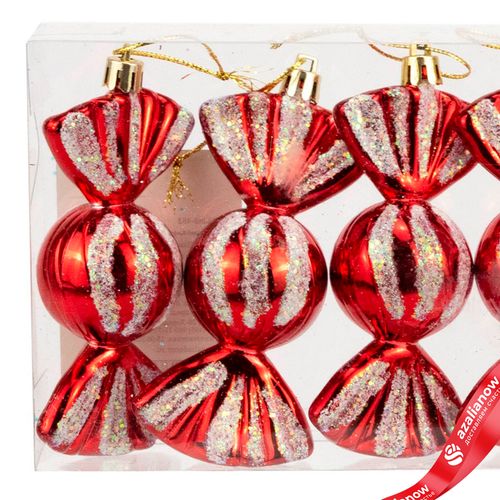 Фото 5: Набор украшений «Конфеты» 4шт. (пластик), 10х4см, красный