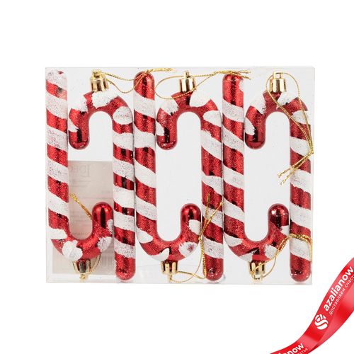 Набор украшений «Конфеты» 6шт. (пластик), 11,5х4см, красный
